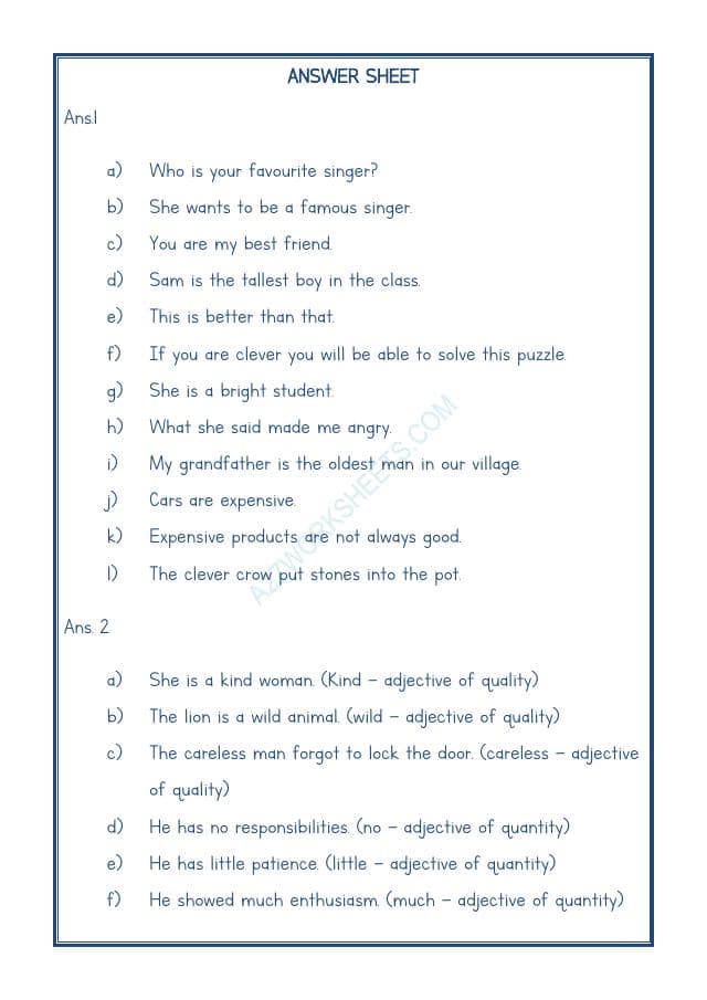 A2ZWorksheets:English-Grammar-English Adjectives Worksheet-02