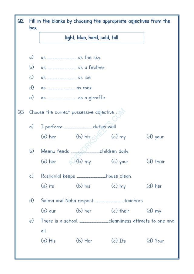 A2ZWorksheets:English-Grammar-English Adjectives Worksheet-05