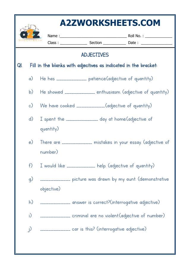 A2ZWorksheets:English-Grammar-English Adjectives Worksheet-06