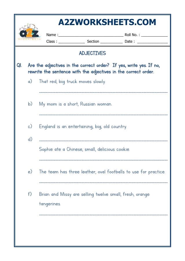 A2ZWorksheets:English-Grammar-English Adjectives Worksheet-07