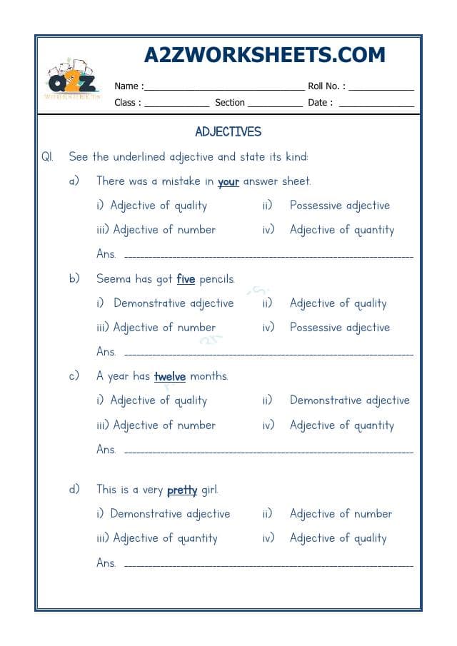 A2ZWorksheets:English-Grammar-English Adjectives Worksheet-10
