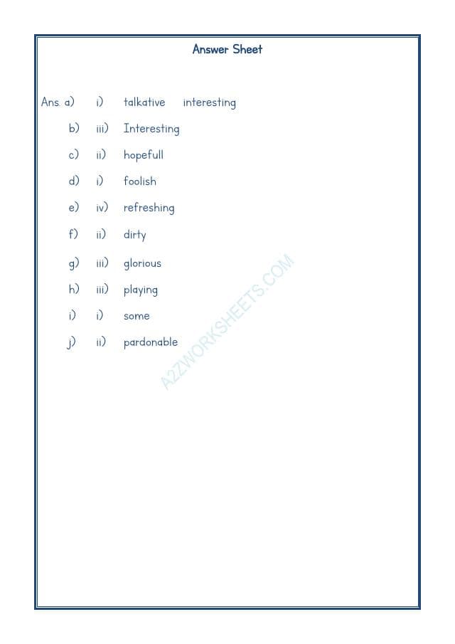 A2ZWorksheets:English-Grammar-English Adjectives Worksheet-11