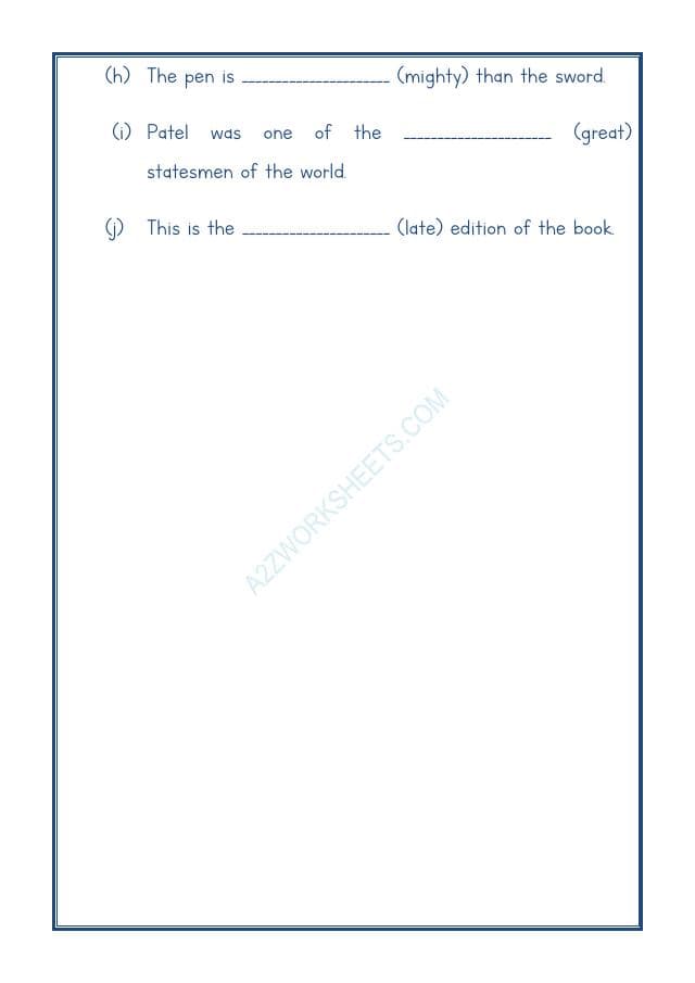 A2ZWorksheets:English-Grammar-English Adjectives Worksheet-12