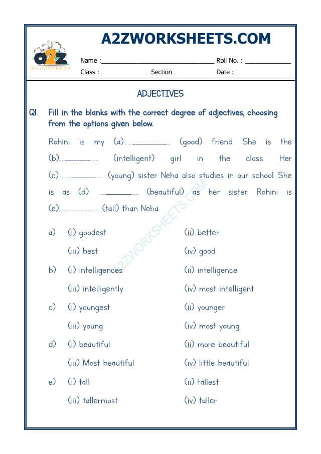 A2ZWorksheets:English-Grammar-English Adjectives Worksheet-13