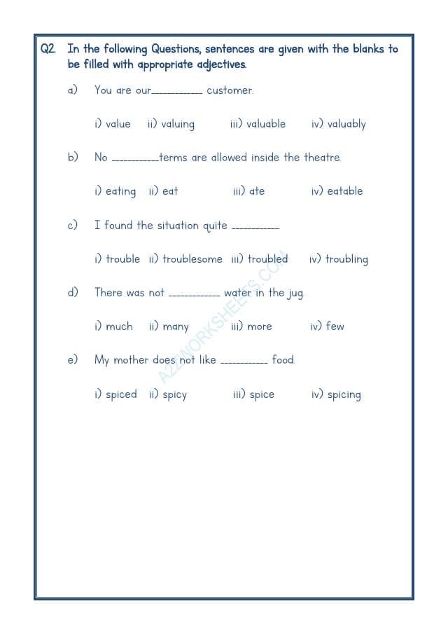 A2ZWorksheets:English-Grammar-English Adjectives Worksheet-13