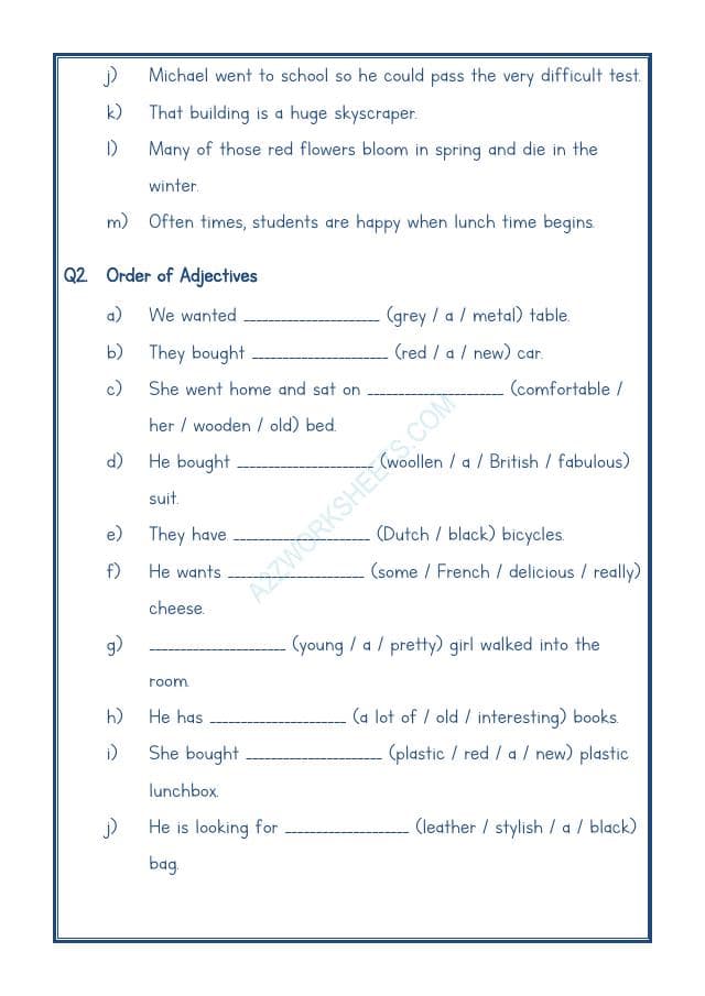 A2ZWorksheets:English-Grammar-English Adjectives Worksheet-03