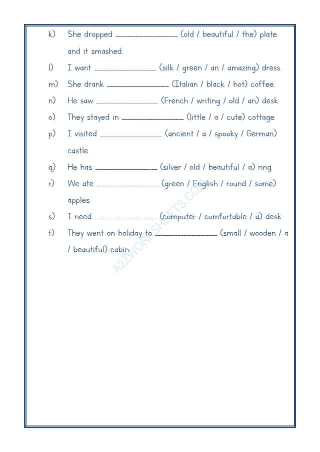 A2ZWorksheets:English-Grammar-English Adjectives Worksheet-03