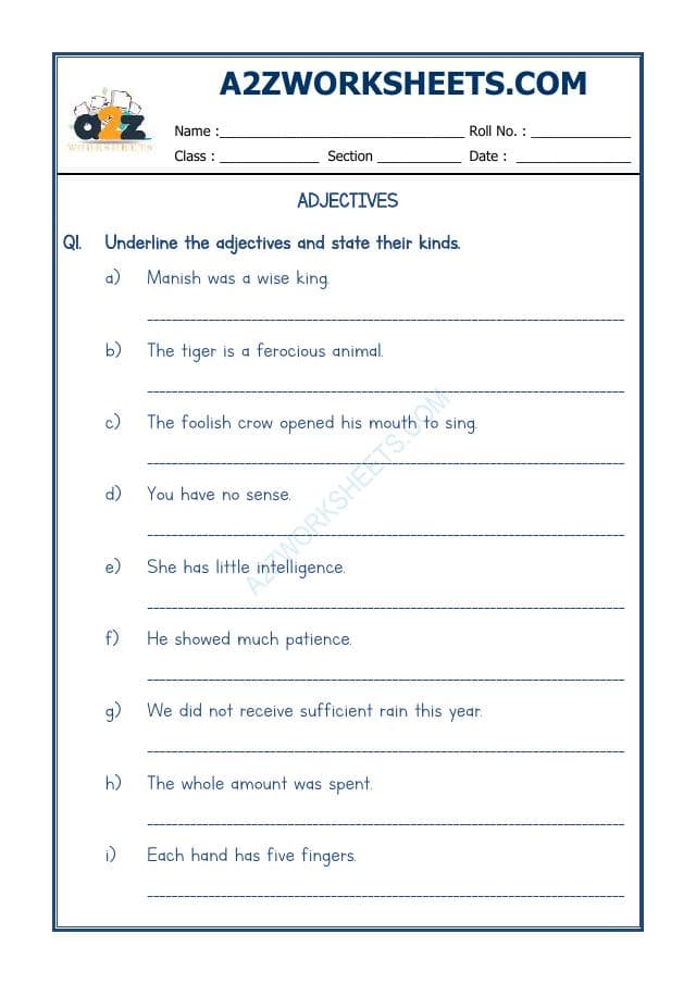 A2ZWorksheets:English-Grammar-English Adjectives Worksheet-07