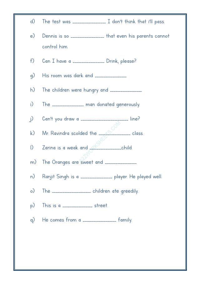 A2ZWorksheets:English-Grammar-English Adjectives Worksheet-11