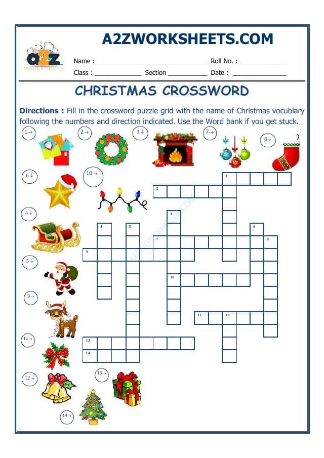 A2ZWorksheets:English-Reading-Cross Words-Christmas