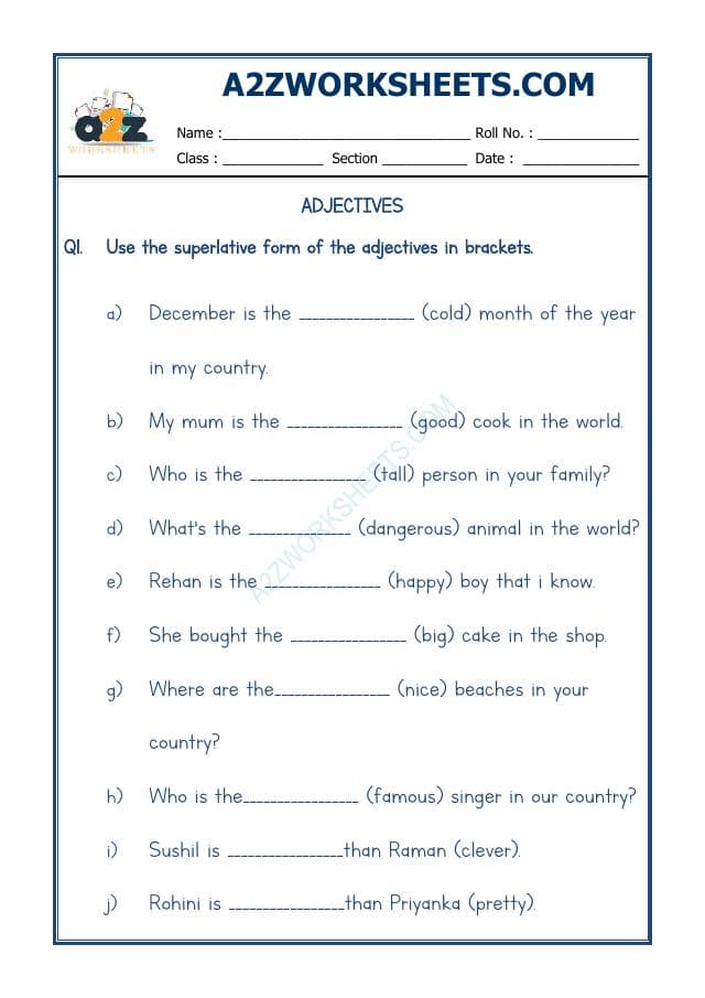 English Adjectives Worksheet-16
