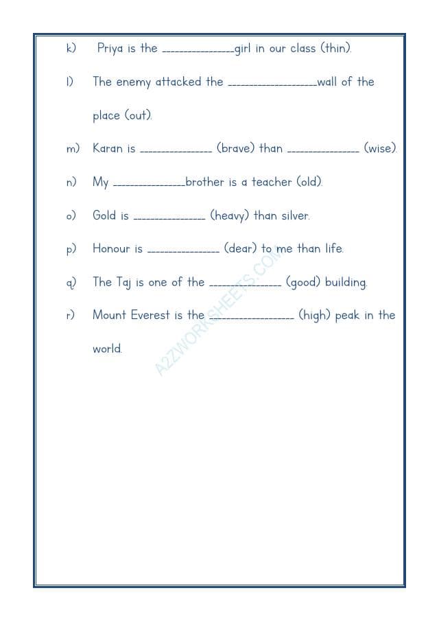 A2ZWorksheets:English-Grammar-English Adjectives Worksheet-16