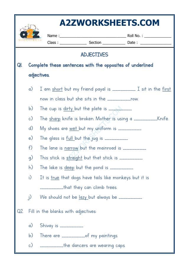 A2ZWorksheets:English-Grammar-English Adjectives Worksheet-18