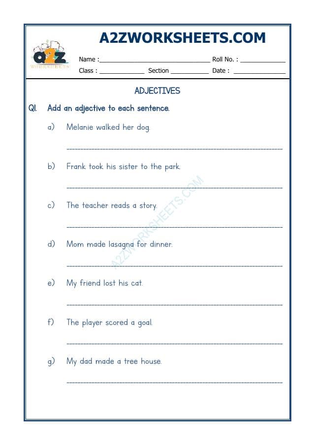 A2ZWorksheets:English-Grammar-English Adjective Worksheet-01