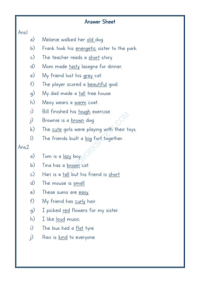 A2ZWorksheets:English-Grammar-English Adjective Worksheet-01