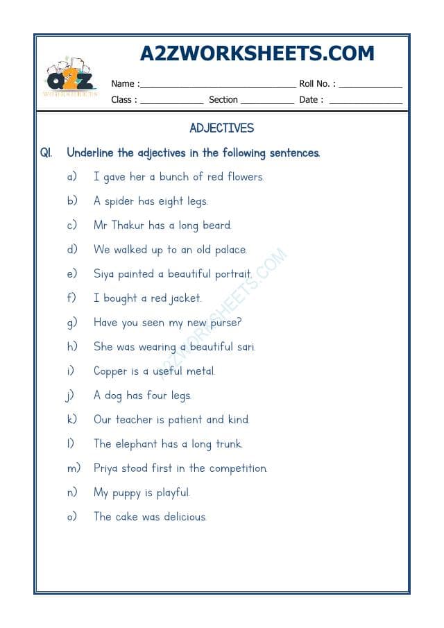 A2ZWorksheets:English-Grammar-English Adjective Worksheet-03
