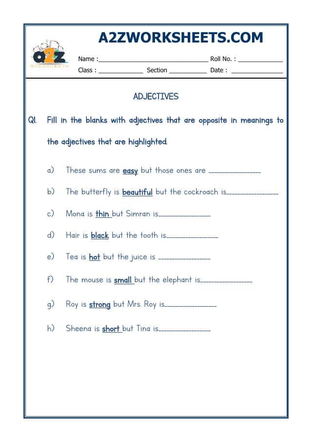 A2ZWorksheets:English-Grammar-English Adjective Worksheet-04