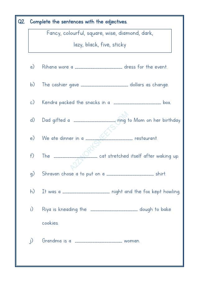 A2ZWorksheets:English-Grammar-English Adjective Worksheet-06