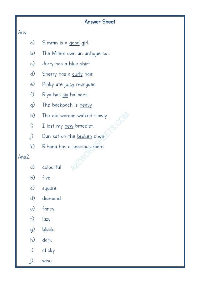 A2ZWorksheets:English-Grammar-English Adjective Worksheet-06