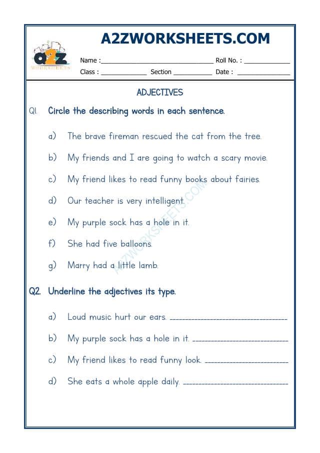 A2ZWorksheets:English-Grammar-English Adjective Worksheet-08