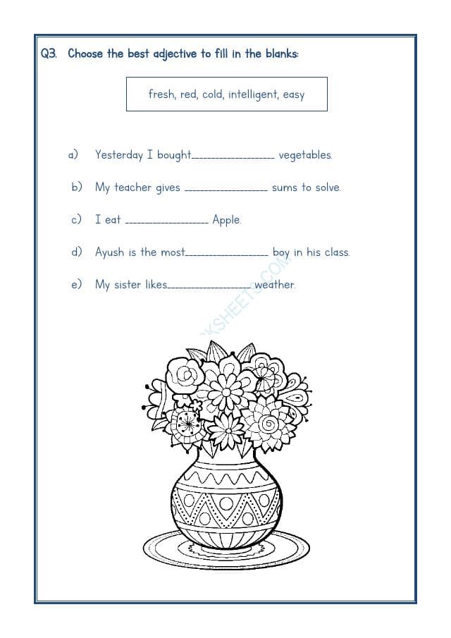 A2ZWorksheets:English-Grammar-Adjectives Worksheet-01