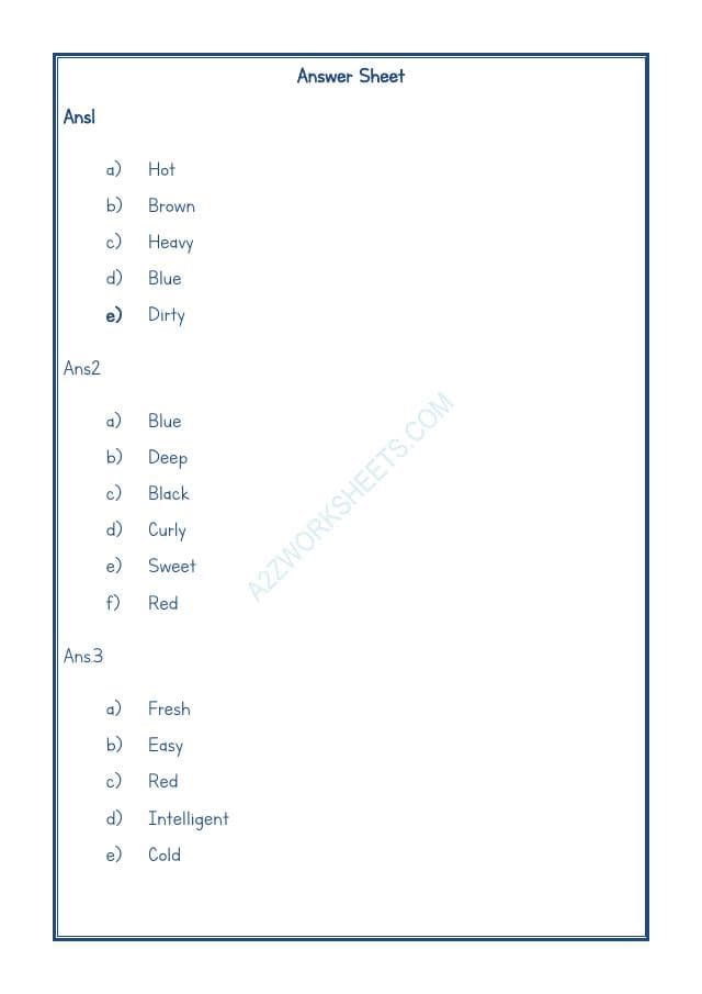 A2ZWorksheets:English-Grammar-Adjectives Worksheet-01