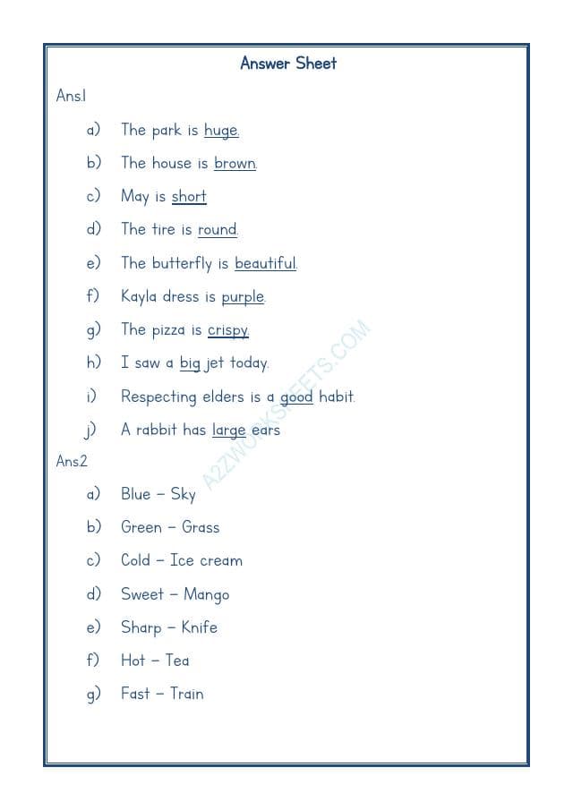 A2ZWorksheets:English-Grammar-Adjectives Worksheet-02