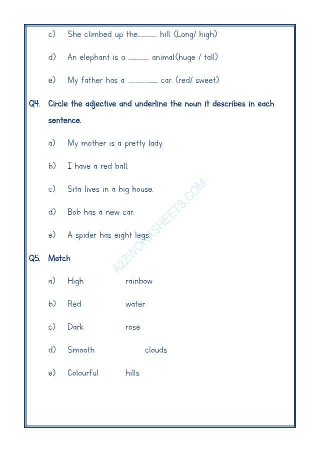 A2ZWorksheets:English-Grammar-Adjectives Worksheet-03