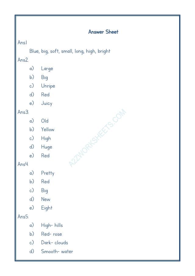 A2ZWorksheets:English-Grammar-Adjectives Worksheet-03
