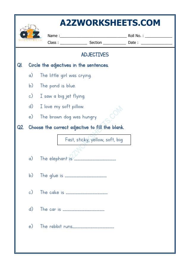 A2ZWorksheets:English-Grammar-Adjectives Worksheet-04