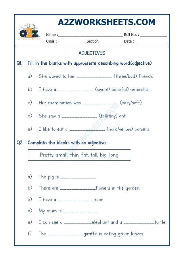 A2ZWorksheets:English-Grammar-Adjectives Worksheet-05