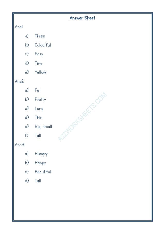 A2ZWorksheets:English-Grammar-Adjectives Worksheet-05