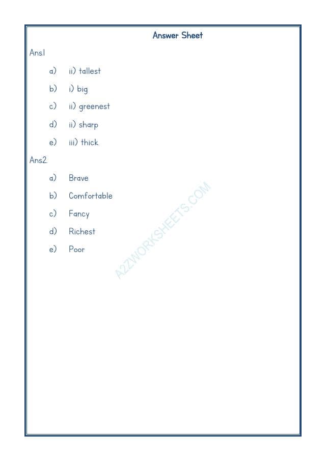 A2ZWorksheets:English-Grammar-Adjectives Worksheet-06