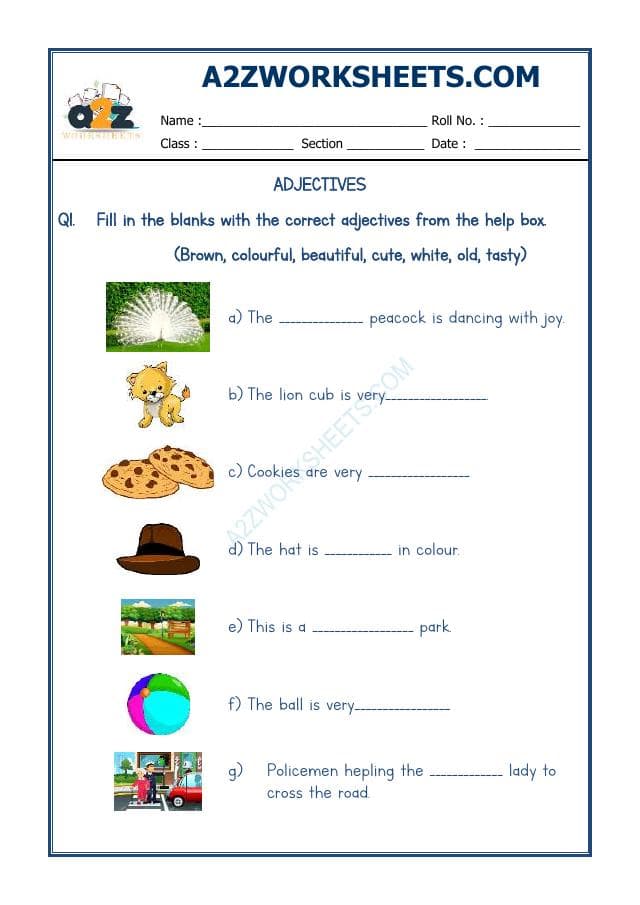 A2ZWorksheets:English-Grammar-Adjectives Worksheet-07