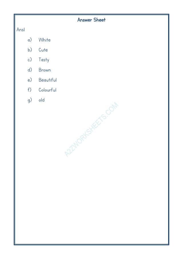 A2ZWorksheets:English-Grammar-Adjectives Worksheet-07