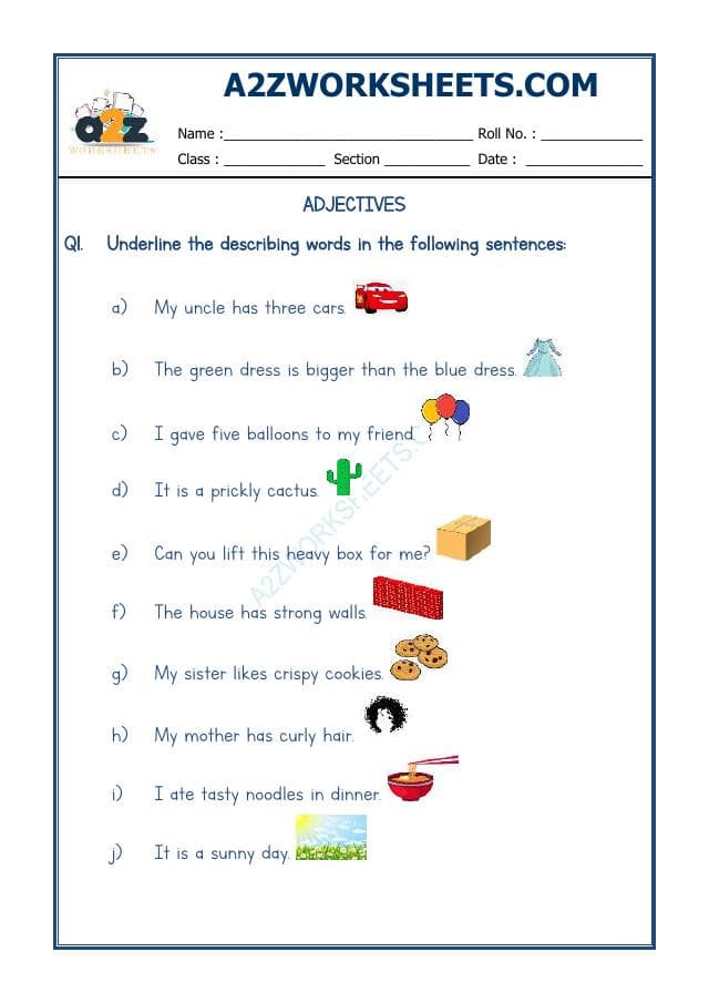 A2ZWorksheets:English-Grammar-Adjectives Worksheet-09