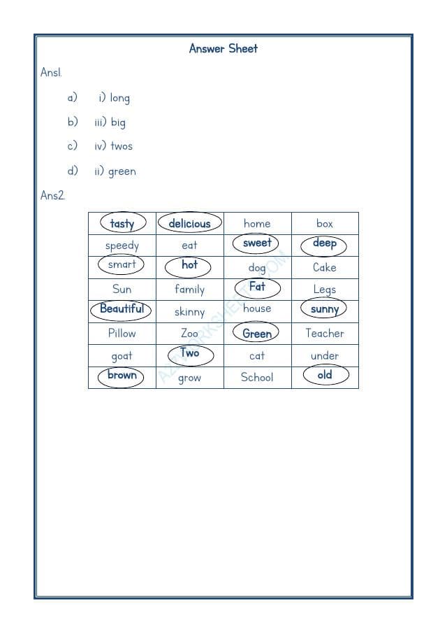 A2ZWorksheets:English-Grammar-Adjectives Worksheet-10