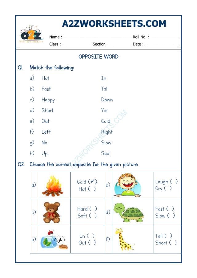 A2ZWorksheets:English-Grammar-Opposite Word-01