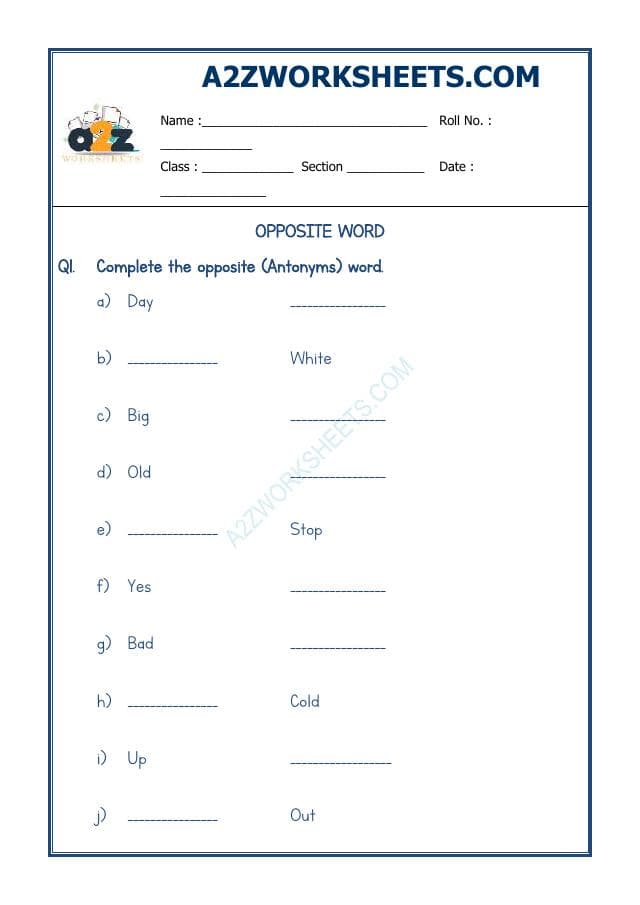 A2ZWorksheets:English-Grammar-Opposite Word-08