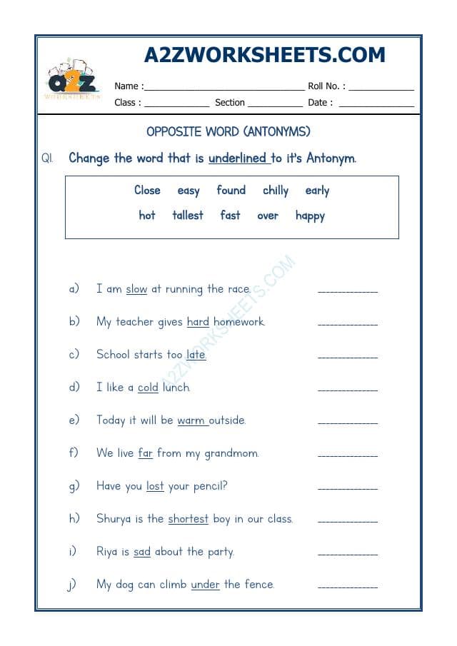 A2ZWorksheets:English-Grammar-Opposite Word-03