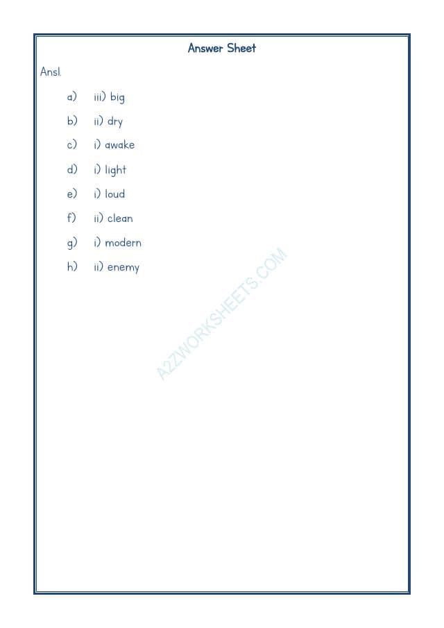 A2ZWorksheets:English-Grammar-Opposite Word-10