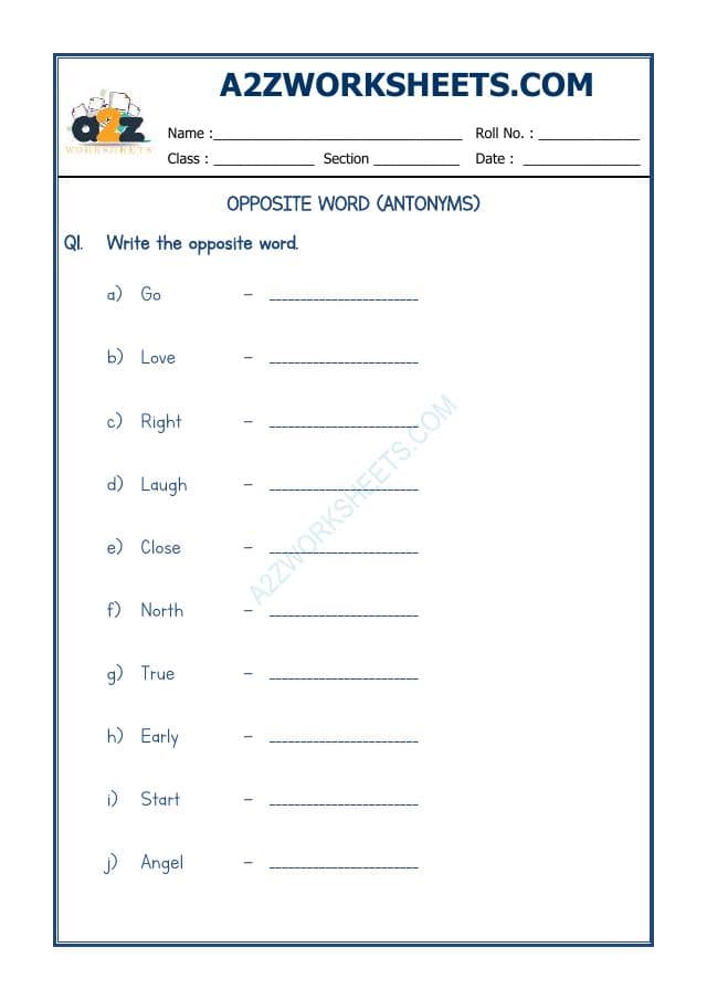 A2ZWorksheets:English-Grammar-Opposite Word-03