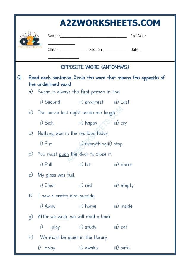 A2ZWorksheets:English-Grammar-Opposite Word-04