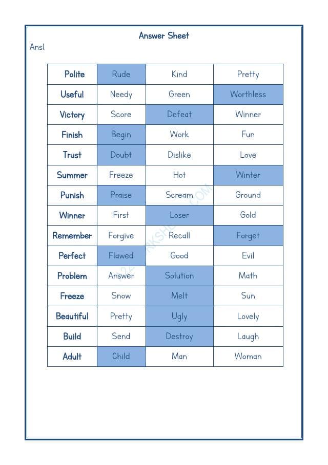 A2ZWorksheets:English-Grammar-Opposite Word-05