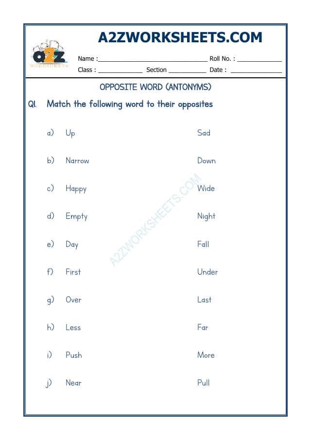 A2ZWorksheets:English-Grammar-Opposite Word-08