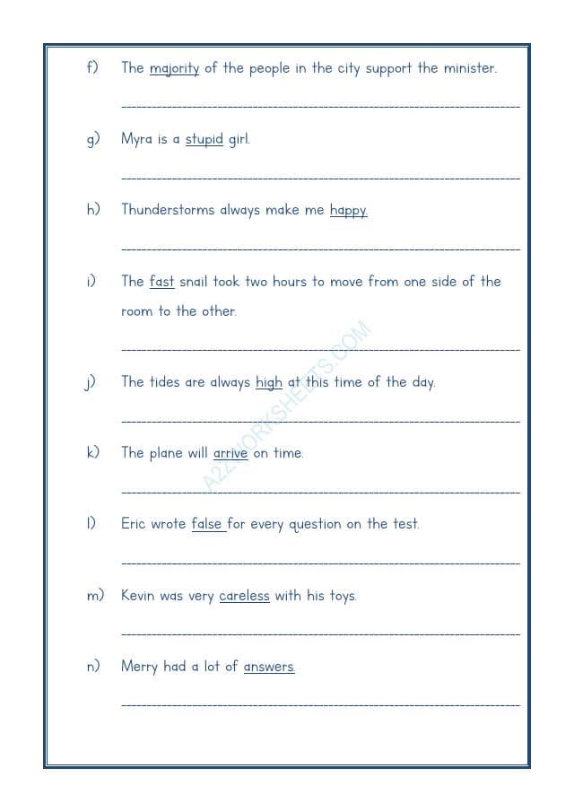 A2ZWorksheets:English-Grammar-Opposite Word-10