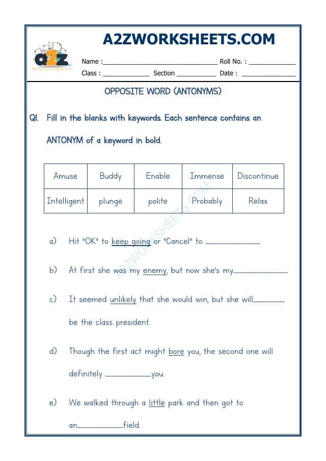 A2ZWorksheets:English-Grammar-Antonyms-04