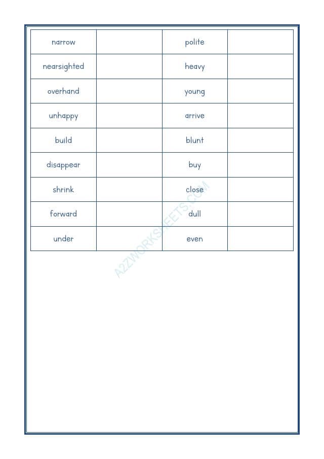 A2ZWorksheets:English-Grammar-Antonyms-06