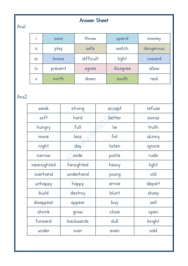 A2ZWorksheets:English-Grammar-Antonyms-06