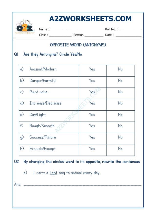 A2ZWorksheets:English-Grammar-Antonyms-08